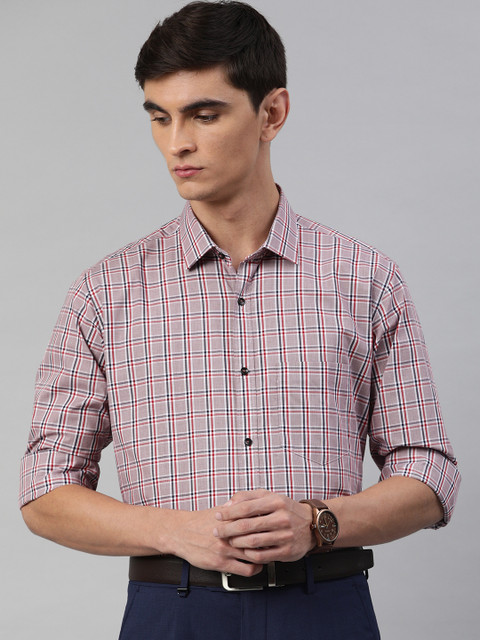 

Van Heusen Men Maroon & White Custom Fit Checked Formal Shirt