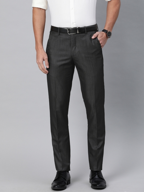

Van Heusen Men Charcoal Slim Fit Solid Formal Trousers