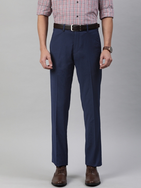 

Van Heusen Men Navy Blue Slim Fit Solid Formal Trousers