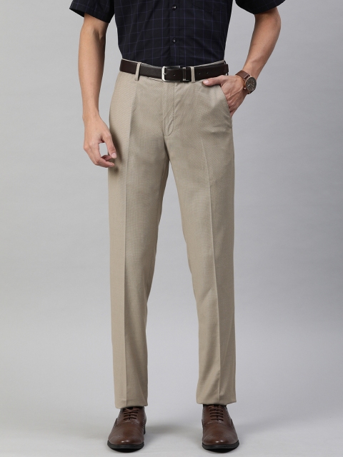 

Van Heusen Men Beige Slim Fit Self Design Formal Trousers