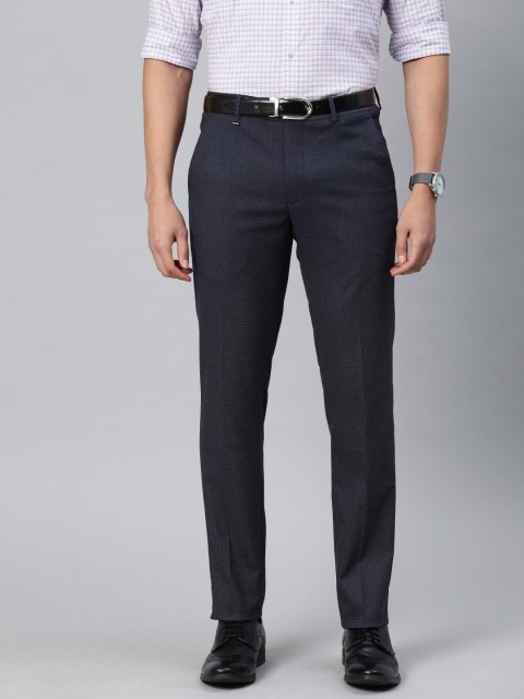 

Van Heusen Men Navy Blue Slim Fit Solid Formal Trousers
