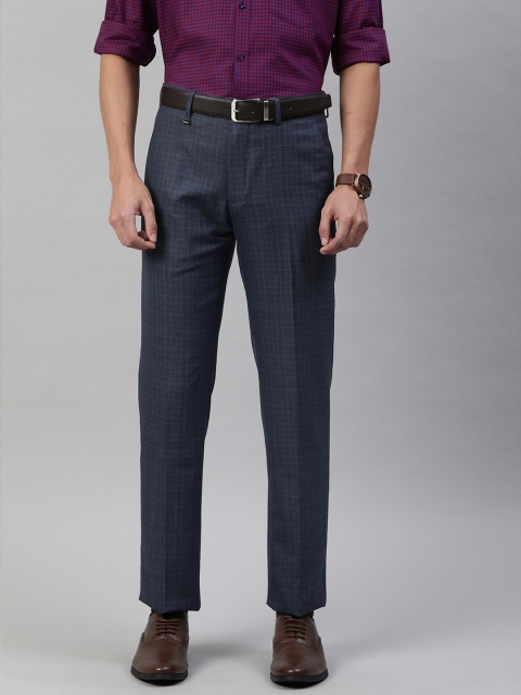 

Van Heusen Men Charcoal Grey Slim Fit Checked Formal Trousers
