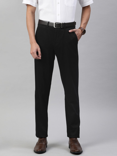 

Van Heusen Men Black Slim Fit Solid Formal Trousers