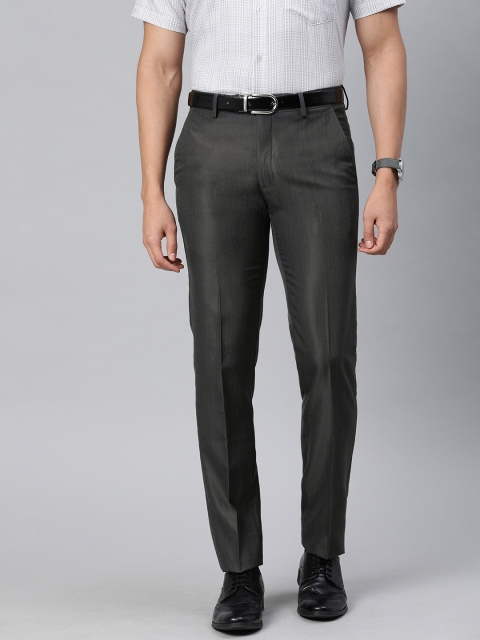 

Van Heusen Men Charcoal Slim Fit Solid Formal Trousers