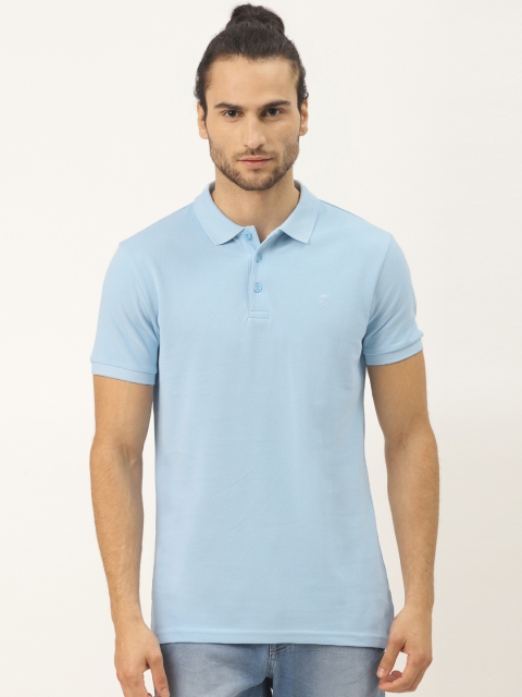 

United Colors of Benetton Men Blue Solid Pure Cotton Polo Collar Pure Cotton T-shirt