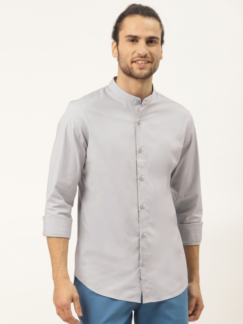 

United Colors of Benetton Men Grey Slim Fit Solid Knitted Casual Shirt