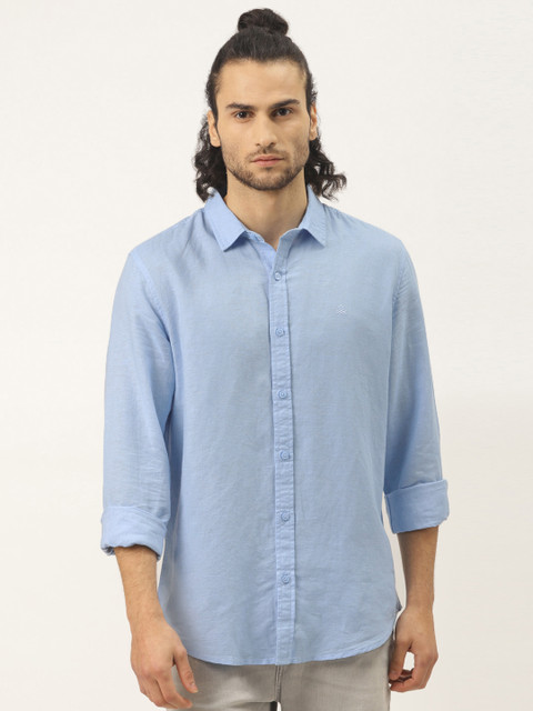 

United Colors of Benetton Men Blue Sustainable Slim Fit Solid Casual Shirt