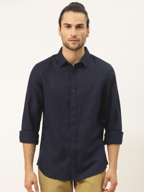 

United Colors of Benetton Men Navy Blue Slim Fit Solid Casual Shirt