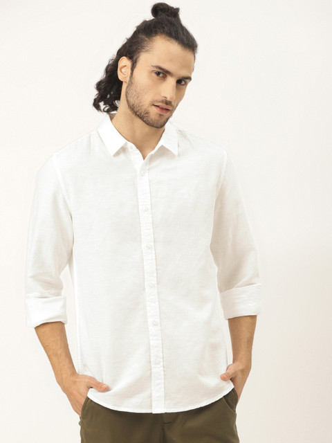 

United Colors of Benetton Men White Slim Fit Solid Casual Shirt