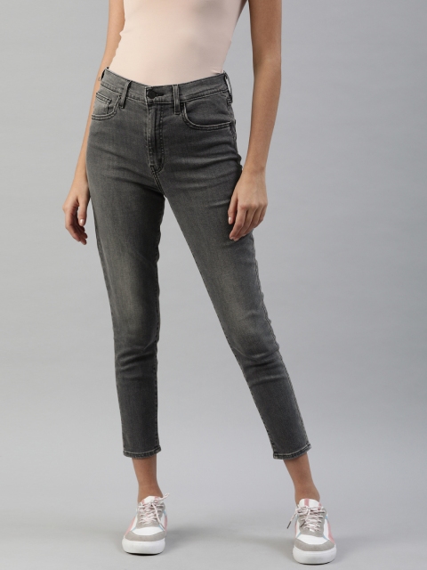 

Levis Women Grey Super Skinny Fit Mile High-Rise Clean Look Stretchable Cropped Sustainable Jeans