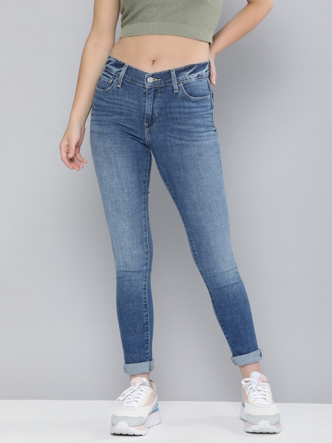 

Levis Women Blue 710 Super Skinny Fit Mid-Rise Heavy Fade Stretchable Sustainable Sustainable Jeans