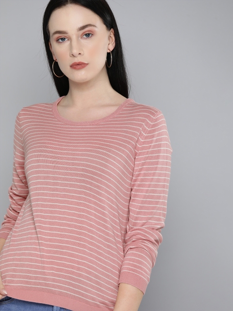 

Levis Women Pink & White Striped T-shirt