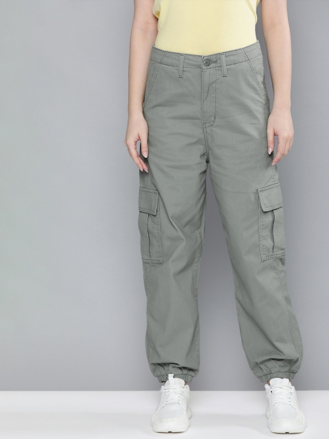 

Levis Women High Waisted Cargo Sea Spray Fine Twill Grey Skinny Fit Cargos Trousers