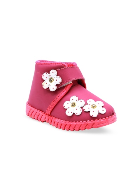 

Jazzy Juniors Girls Pink & Off-White Appliqued Mid Top Slip-On Sneakers