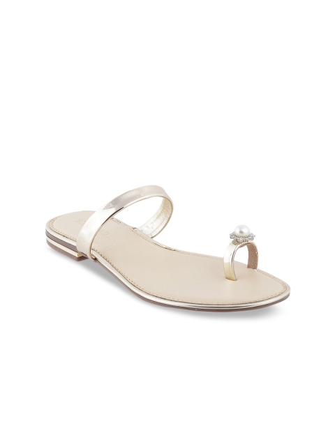 

SOLE HEAD Women Gold-Toned Embellished One Toe Flats