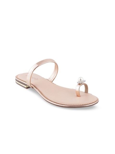 

SOLE HEAD Women Rose Gold Embellished One Toe Flats