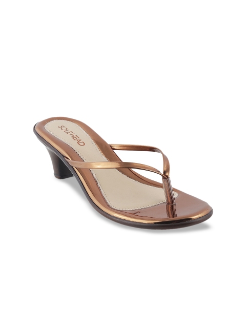 

SOLE HEAD Women Copper-Toned Solid Kitten Heels