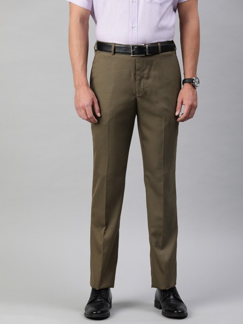 

Park Avenue Men Brown Solid Regular Fit Formal Trousers