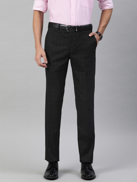 

Raymond Men Black Slim Fit Checked Formal Trousers