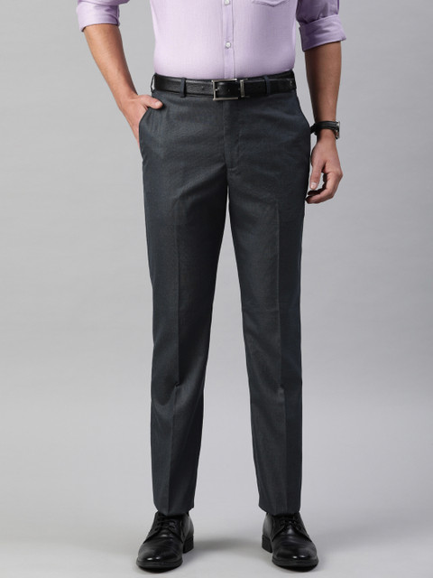 

Park Avenue Men Navy Blue Smart Fit Solid Formal Trousers