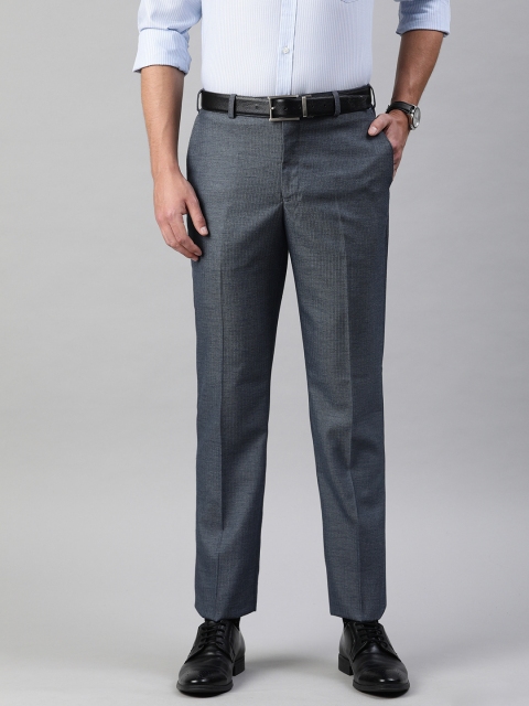

Park Avenue Men Navy Blue Regular Fit Self Design Regular Trousers