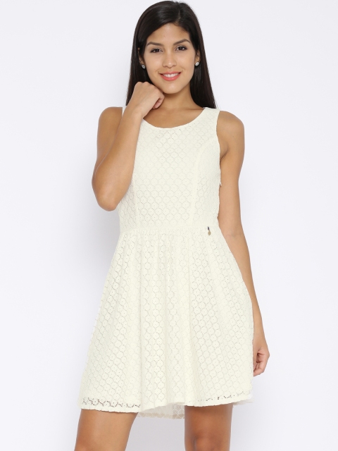 

ONLY Off-White Crochet Fit & Flare Dress