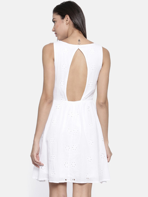 

ONLY Off-White Schiffli Fit & Flare Dress