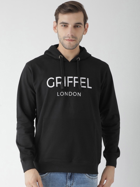 

GRIFFEL Men Black Printed Hooded Sweatshirt