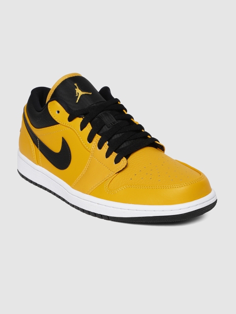 

Nike Men Yellow & Black AIR JORDAN 1 LOW Leather Basketball Shoes