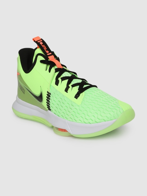

Nike Unisex Fluorescent Green LEBRON WITNESS V EP Mid-Top Basketball Shoes