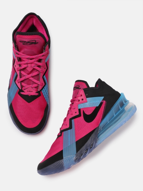 

Nike Unisex Pink & Blue LEBRON XVIII LOW Basketball Shoes