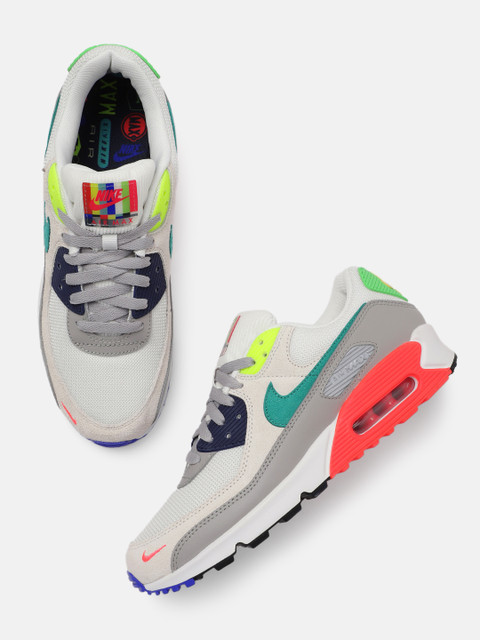 

Nike Men Off-White & Grey AIR MAX 90 SE Colourblocked Sneakers