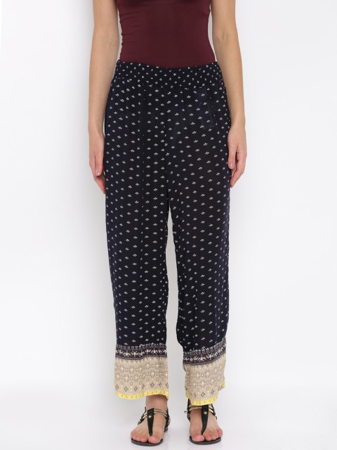 

ONLY Navy Printed Palazzo Trousers, Navy blue
