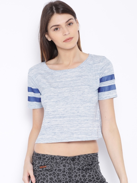 

ONLY Blue Melange Crop Top