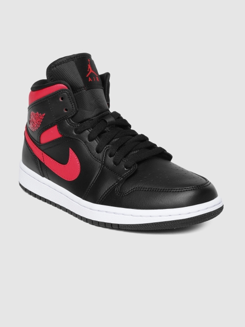 

Nike Women Black AIR JORDAN 1 Mid-Top Basketball Shoes