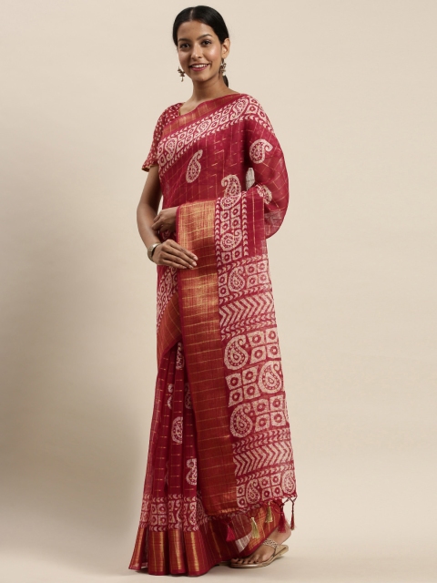 

Rajnandini Maroon Printed Silk Blend Saree