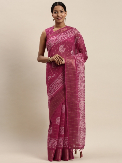 

Rajnandini Magenta Pink & White Printed Saree