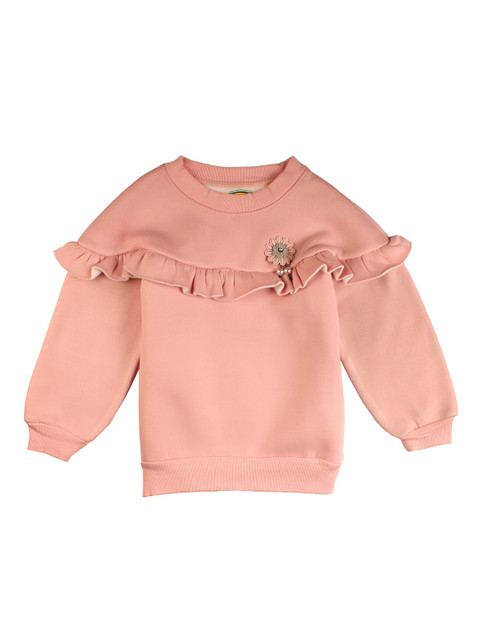 

Lil Lollipop Girls Peach-Coloured Solid Sweatshirt