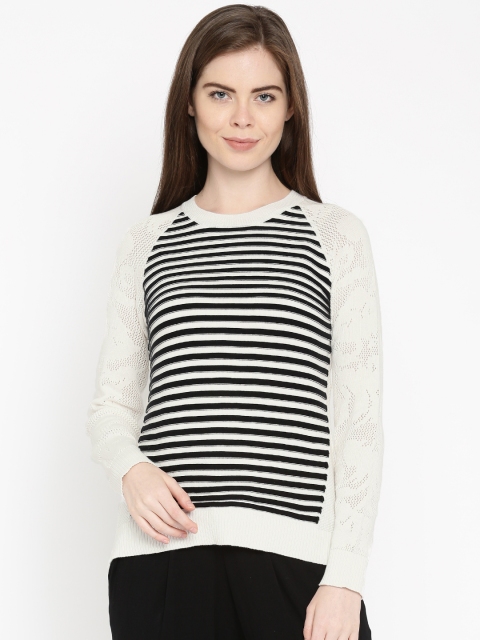

DressBerry Women White & Black Striped Sweater