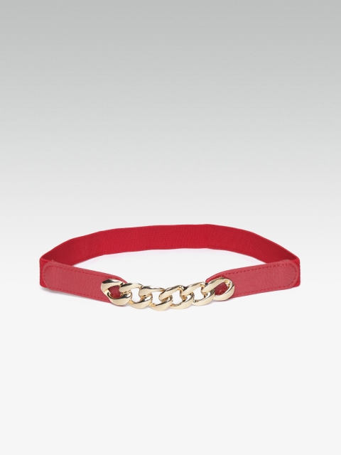 

20Dresses Women Red & Gold-Toned Self Design Stretchable Belt with Chain Detail