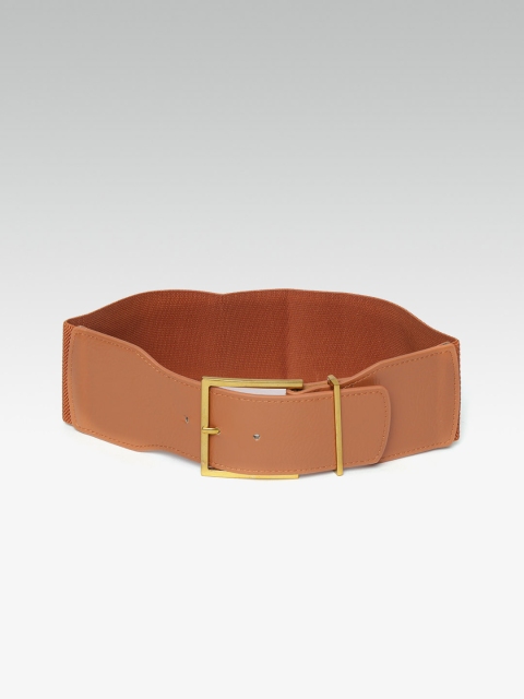 

20Dresses Women Tan Brown Self Design Stretchable Wide Belt