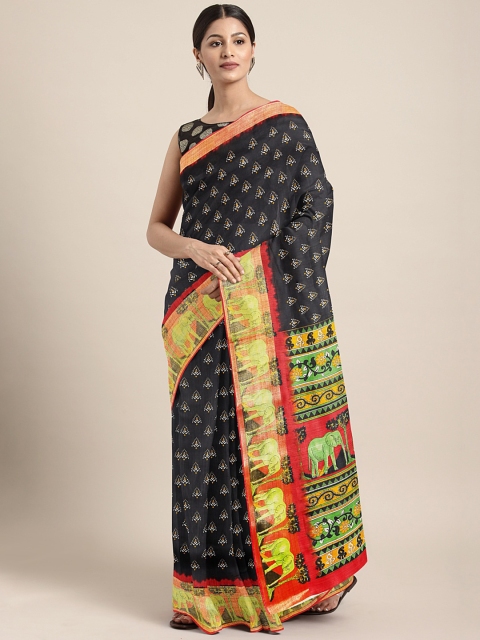 

KALINI Black & White Printed Saree