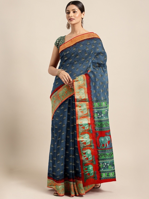 

KALINI Grey Printed Linen Blend Saree