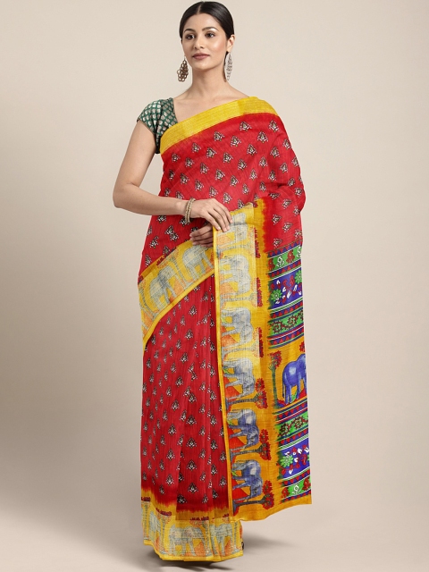 

KALINI Red & White Printed Saree