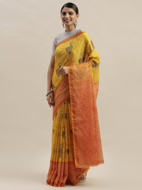 

KALINI Yellow & Orange Brasso Printed Saree