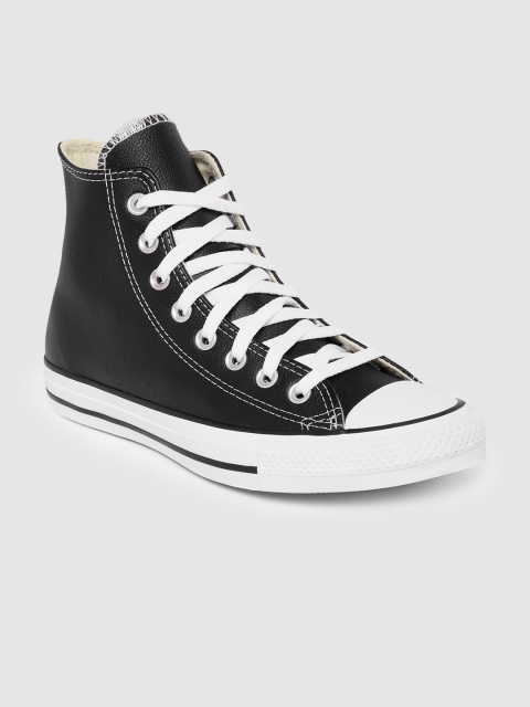 

Converse Unisex Black Solid Leather High-Top Sneakers