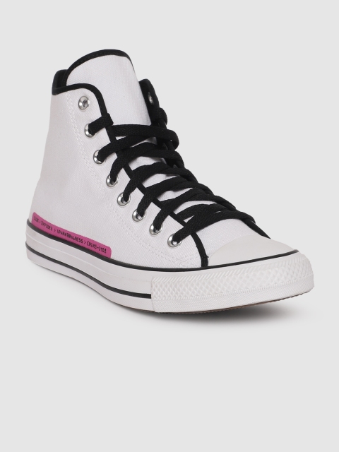 

Converse Unisex White Printed Mid-Top Sneakers