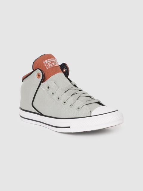 

Converse Unisex Grey & Brown Solid Mid-Top Sneakers
