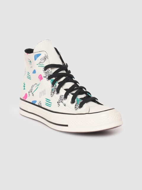 

Converse Unisex Off White Printed High-Top Sneakers