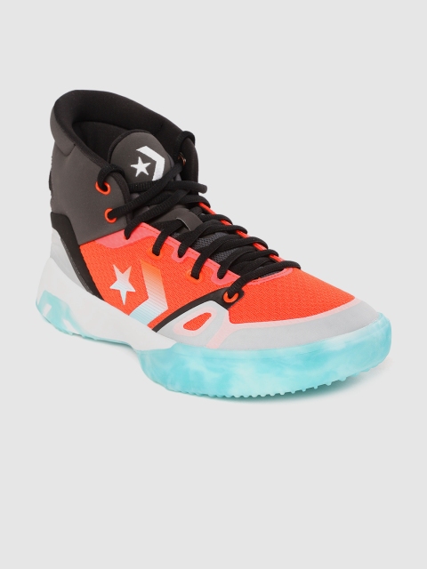 

Converse Unisex Orange & Black Woven Design Mid-Top Sneakers